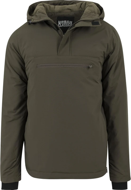 Urban Classics Men's Padded Pull Over Jacket, Green (Olive), Medium
