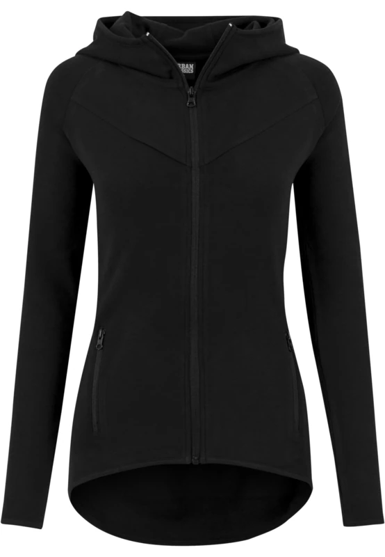 Urban Classics Women's Athletic Interlock Zip Hoodie Sports , Black, S