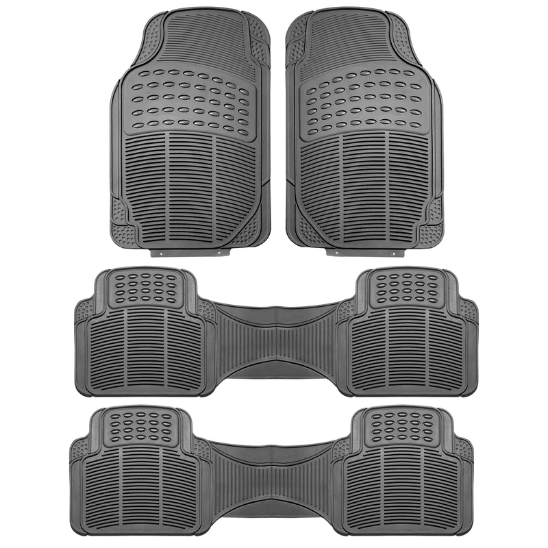 FH Group Car Floor Mats - Heavy-Duty Rubber Floor Mats for Cars, Universal Fit 3 Rows Full Set, Trimmable Automotive Floor Mats, ClimaProof Floor Mats, Floor Mats For SUVs, Truck Floor Mats Gray