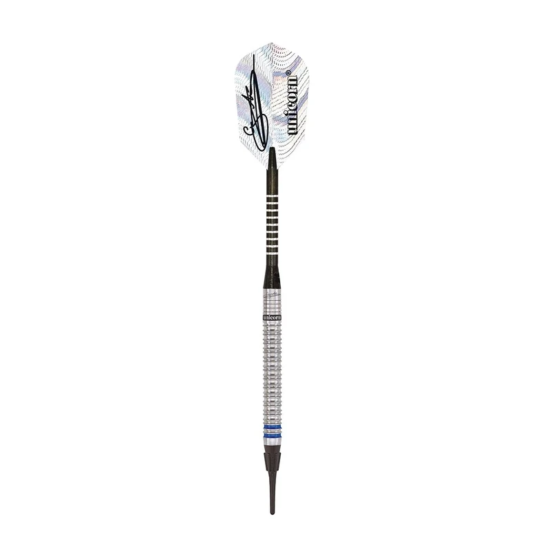 Unicorn Soft Tip Professional Darts Set | Gary 'The Flying Scotsman' Anderson Phase 3 World Champion | 90% Natural Tungsten Barrels with Blue Accents | 18 g