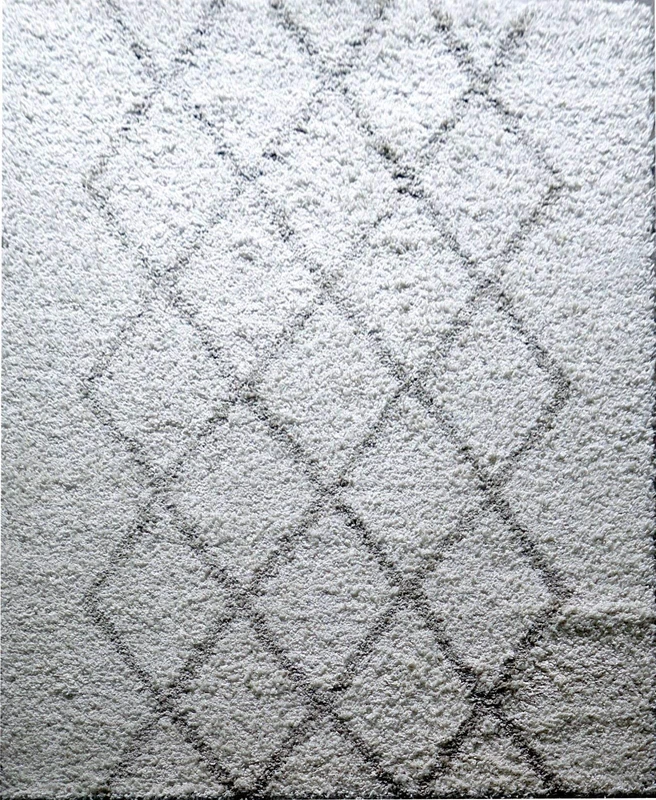 ASPECT Trellis Cosy Diamond/Rhombus Pattern Geometric Thick Soft Shaggy Rug, Polypropylene, Cream, 160 x 230 cm
