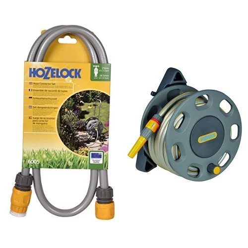 HOZELOCK - Wall-Mounted 30m Hose Reel with 15m Hose with universal connection kit