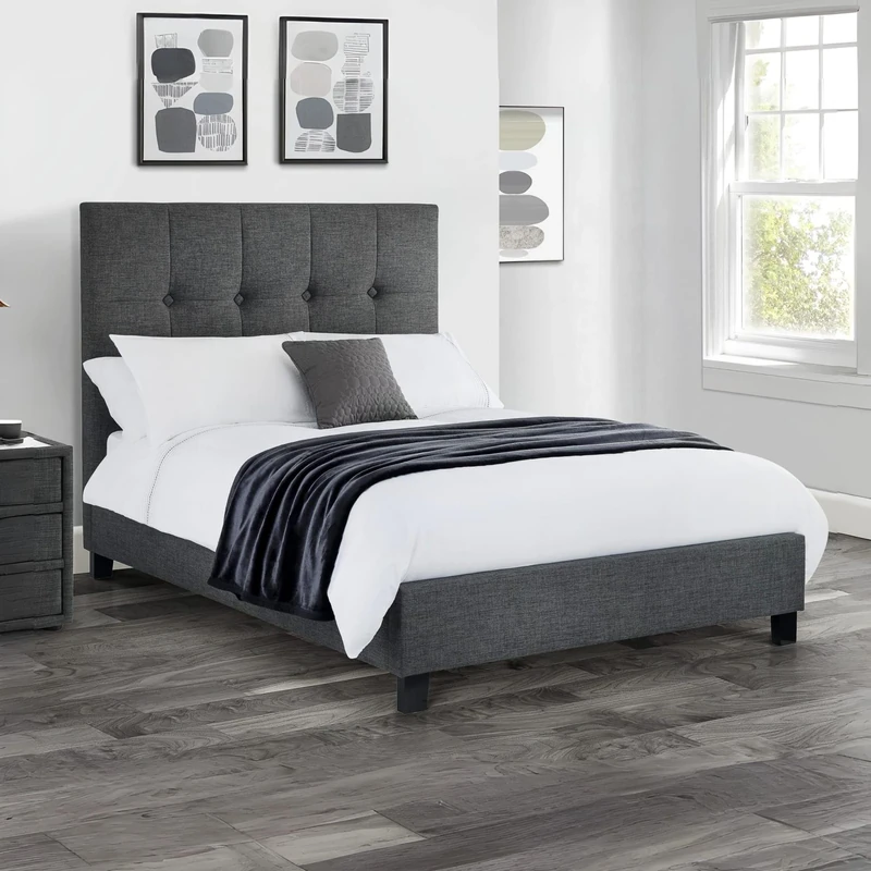 Julian Bowen Sorrento 135cm Double Bed-Slate Linen, Fabric, 207x146x132 cm