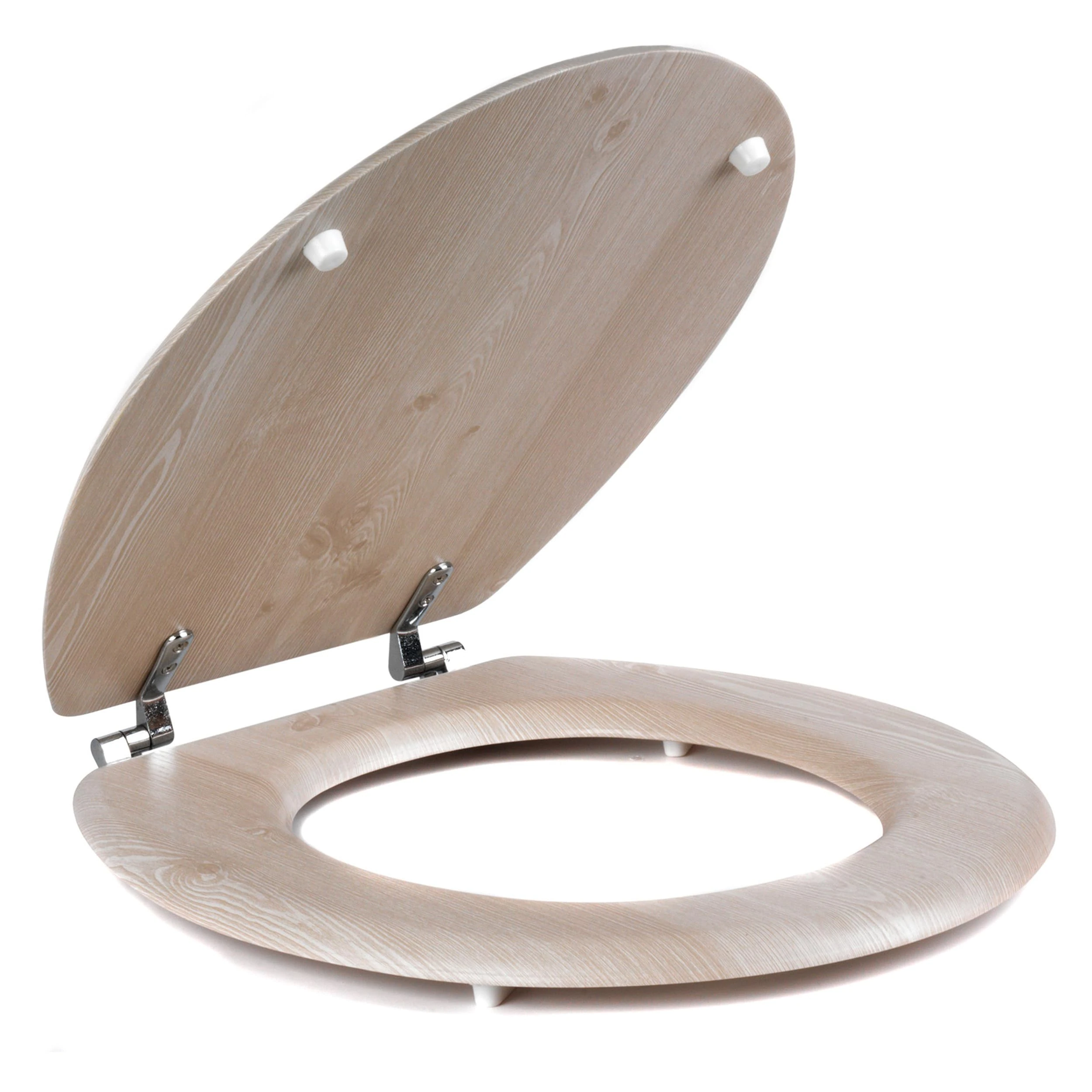 Beldray LA033710WOAK White Oak Effect Toilet Seat, 18 inch, Fits Most Standard Size Toilets, Quick and Easy to Fit, 37 x 43 cm, Includes Fittings, Durable Loo Seat