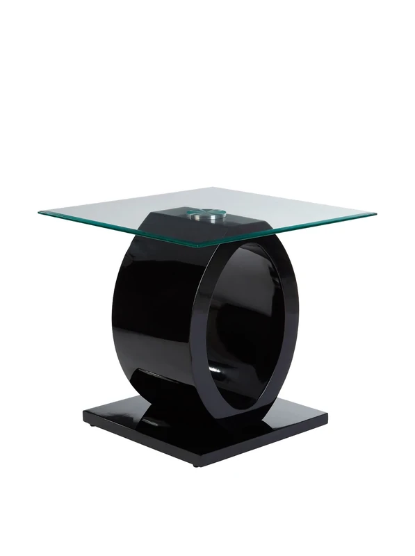 Premier Housewares Halo Side Table, Glass - 56 x 60 cm, Black