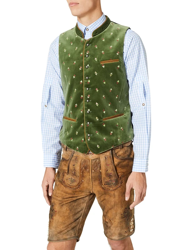 Stockerpoint Men's Weste Calzado Sleeveless Traditional Dress Waistcoat, Green (Moosgrün), 46 (Manufacturer Size: 46)