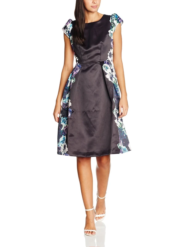 Wolf and Whistle Women's Rose Edge Print Midi Length Prom Dress, Multi, 10 - Image 1