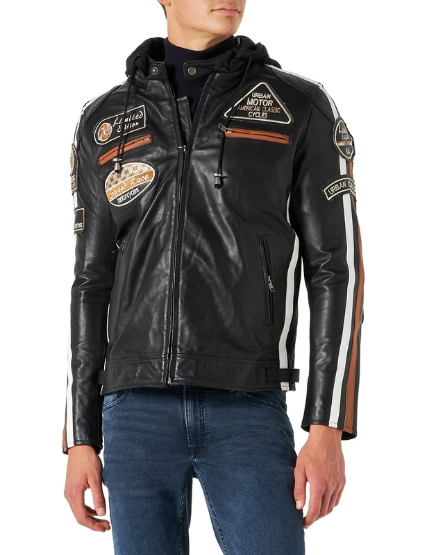 Urban Leather Motorbike Jackets For Men '58 GENTS' | Lambskin Leather Motorcycle Jacket | CE Approved Remouvable Armour for Back, Shoulders and Elbows