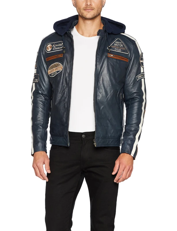 Urban Leather Motorbike Jackets For Men '58 GENTS' | Lambskin Leather Motorcycle Jacket | CE Approved Remouvable Armour for Back, Shoulders and Elbows
