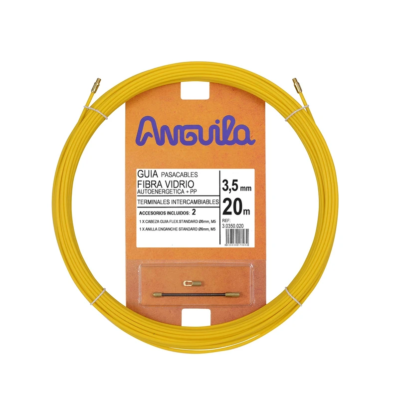 Anguila | Cable Guide | Reinforced Fiberglass + Propylene | Interchangeable Terminals | Yellow | Diameter 3.5 mm | 20 m