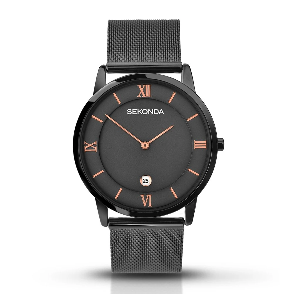 Sekonda Men's Quartz Watch with Grey Dial Analogue Display and Gun Metal Stainless Steel Strap 1187.27