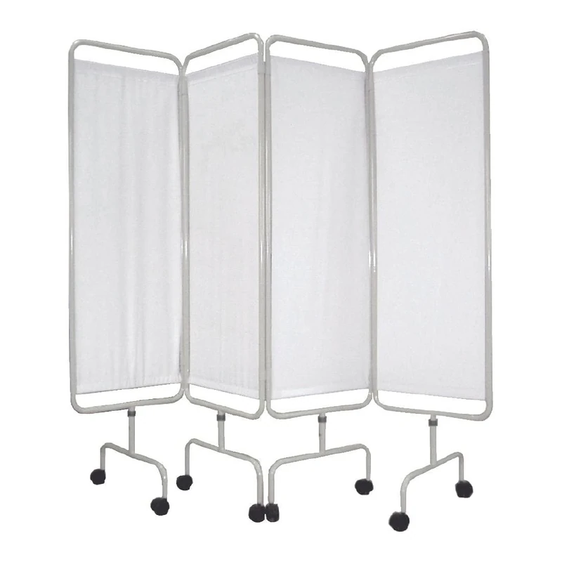 Bolero Medical Privacy Screen on Wheels Castors, White PVC Curtains, Foldaway Construction, for Therapy Centres, Nursing Homes, Hospitals 1700(H) x 1920(W) mm, Y188 - Image 1