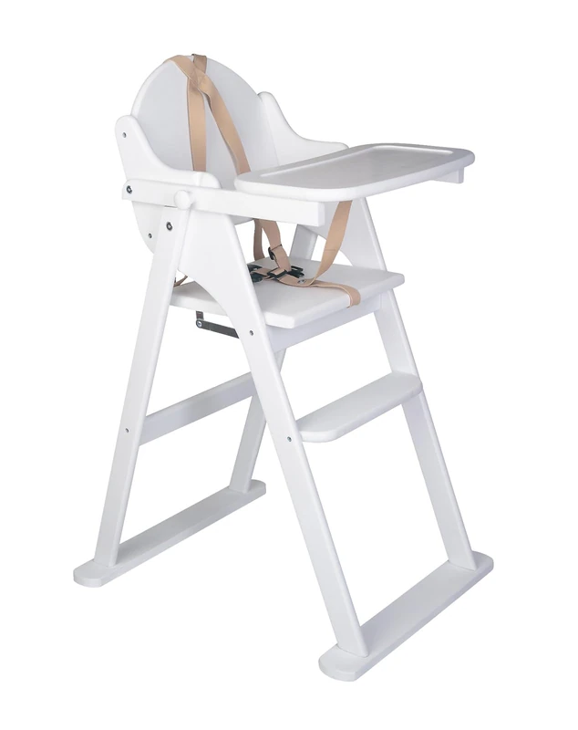 Safetots Deluxe Putaway Folding Wooden High Chair, White, Highchair for Baby and Toddler, Pre-Assembled, Stylish, Practical, and Space Saving High Chair