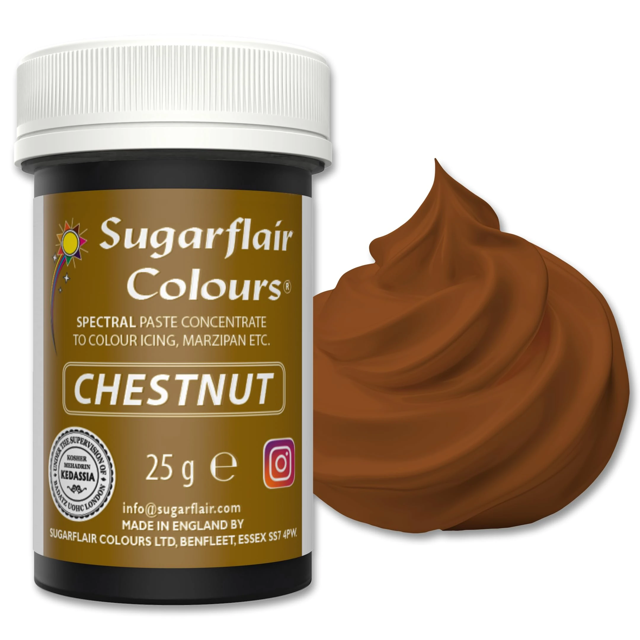 Sugarflair Food Colouring Paste Chestnut, Concentrated Spectral Food Colouring for Buttercream, Sugar Paste, Royal Icing, Cake Mixes, Macarons and More! - 25g