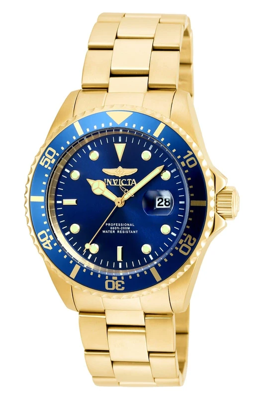 Invicta Pro Diver 22063 Men's Watch - Waterproof - Analogue - Quartz Movement - stainless steel with blue dial - 43mm