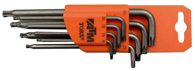 ATM A1601 - Juego llaves Torx bola seguridad largas acodadas 8 piezas (T9 - T40)
