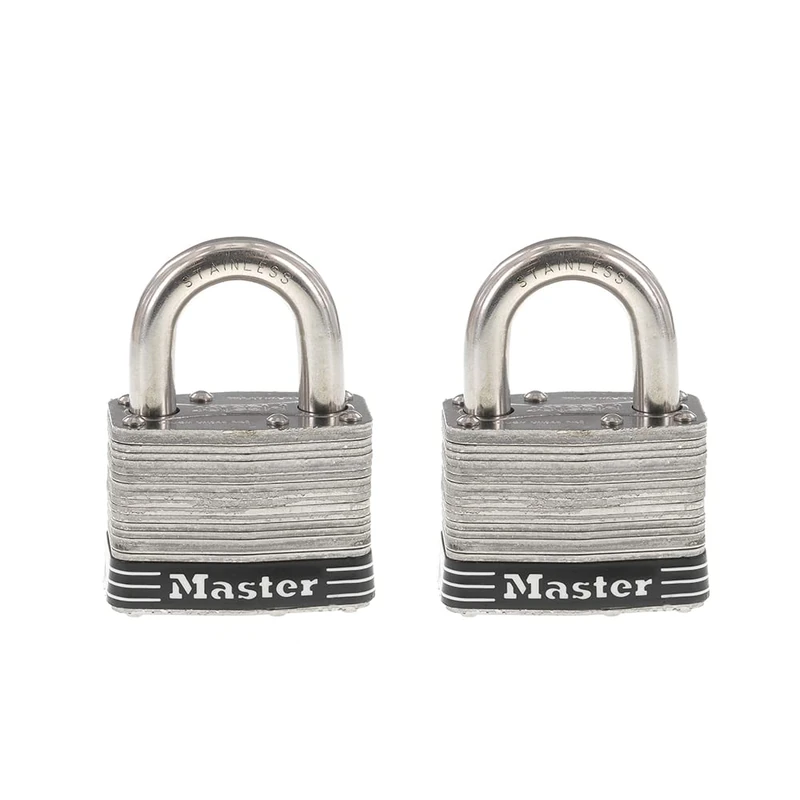 Master Lock 5SST 2PK 2" SS LS Lam Padlock, Stainless Steel, 1-Inch Shackle
