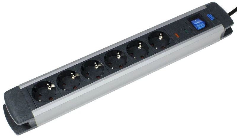as - Schwabe Überspannungsschutz – 6-fach Steckerleiste mit erhöhtem Berührungsschutz – Steckdosenleiste mit Schalter – Mehrfachsteckdose für den Innenbereich mit Schutzkontaktstecker I 18366