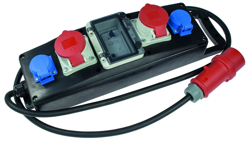 AS – Schwabe Solid Rubber Splitter S5 +, 400 V, 16 A, IP44 for Industry/Construction Sites 60804 – 1 x black