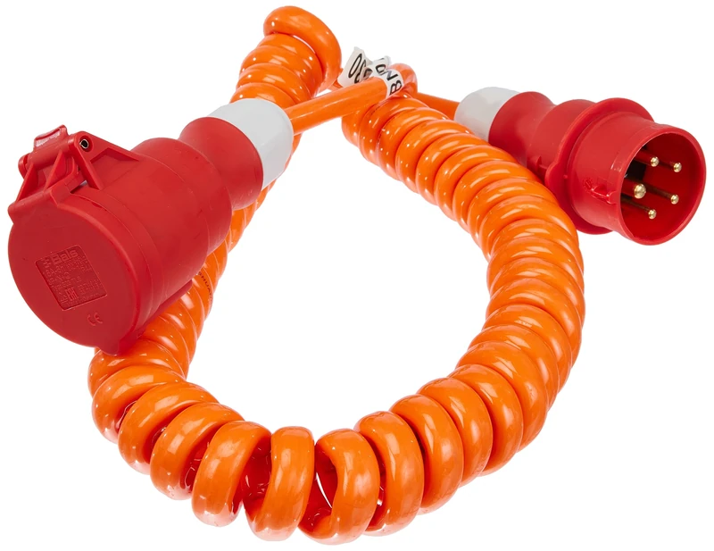 as - Schwabe CEE 70419 Construction Site Spiral Cable 5 m Extendible Pack of 1 Orange