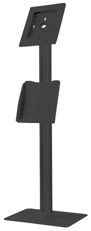 PROSIGNAL Floor Standing iPad Kiosk Display – Lockable Tablet Stand with Adjustable Angle, Catalogue Holder & Cable Management – Black – PSG91240
