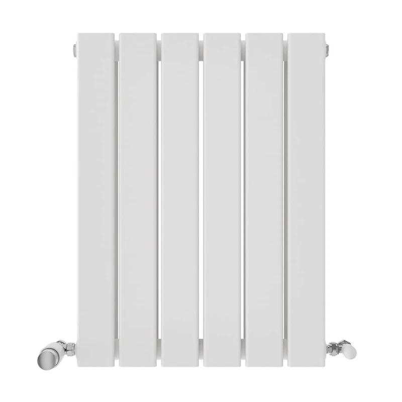 iBathUK Apex Wall Mounted Horizontal Double Slim Flat Panel Radiator, 6-Column Steel, Hydronic Central Heating, High Thermal Output, Modern Designer Radiator for Bathroom in Matt White, 600x456 mm