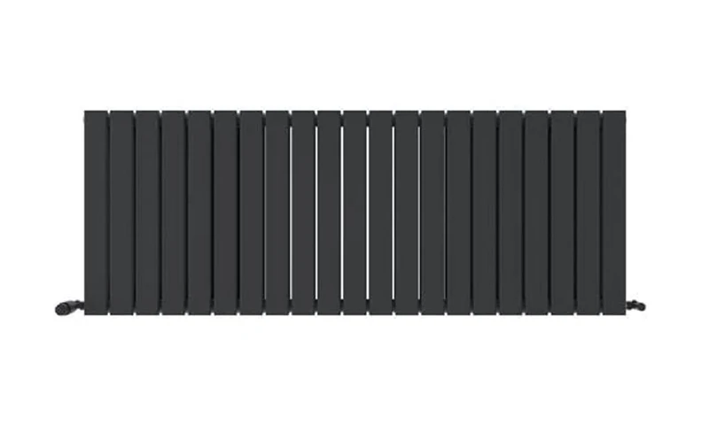 iBathUK Apex Wall Mounted Horizontal Double Slim Flat Panel Designer Radiator, Steel Hydronic Central Heating, Modern Designer Radiator for Bathroom/Living Room in Matt Anthracite, 1600 x 600mm
