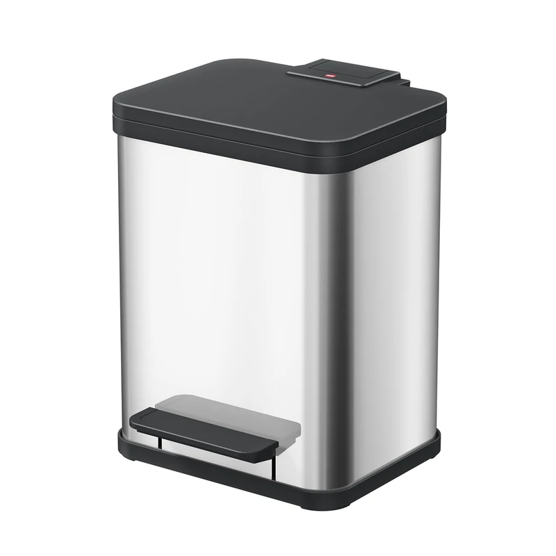 Hailo 0622-200 "Oeko duo Plus M Pedal Waste Separator, Stainless Steel, 2 x 9 Litre - Image 1