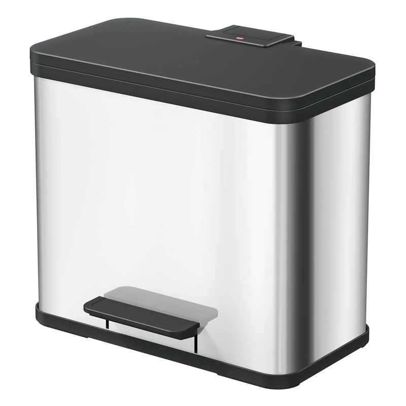 Hailo 0630-200 "Oeko Duo Plus L Pedal Waste Separator, Steel, Stainless Steel, 47 x 34 x 44 cm