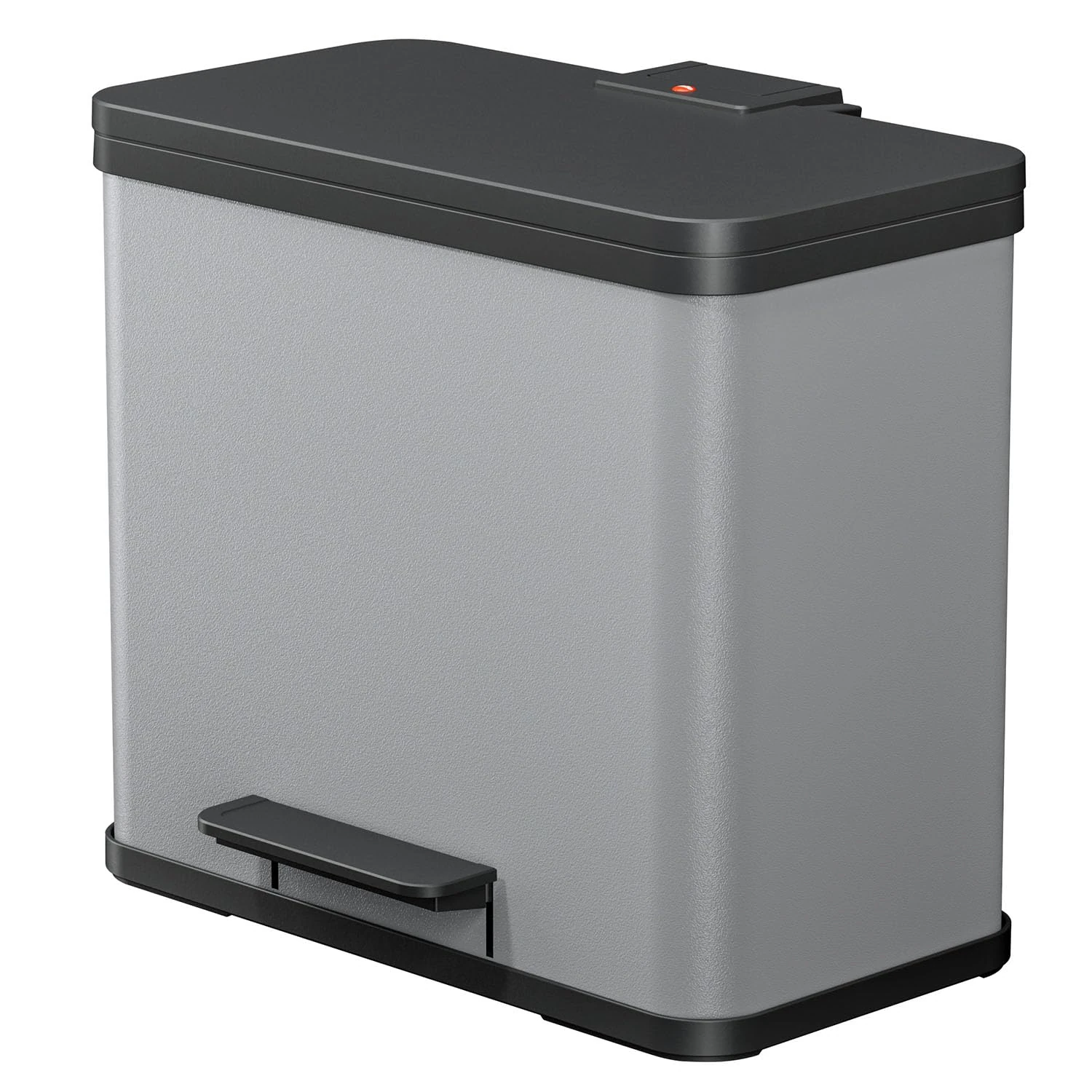 Hailo 0630-220 "Oeko duo Plus L Pedal Waste Separator, Sheet Steel Silver, 17-9 Litre