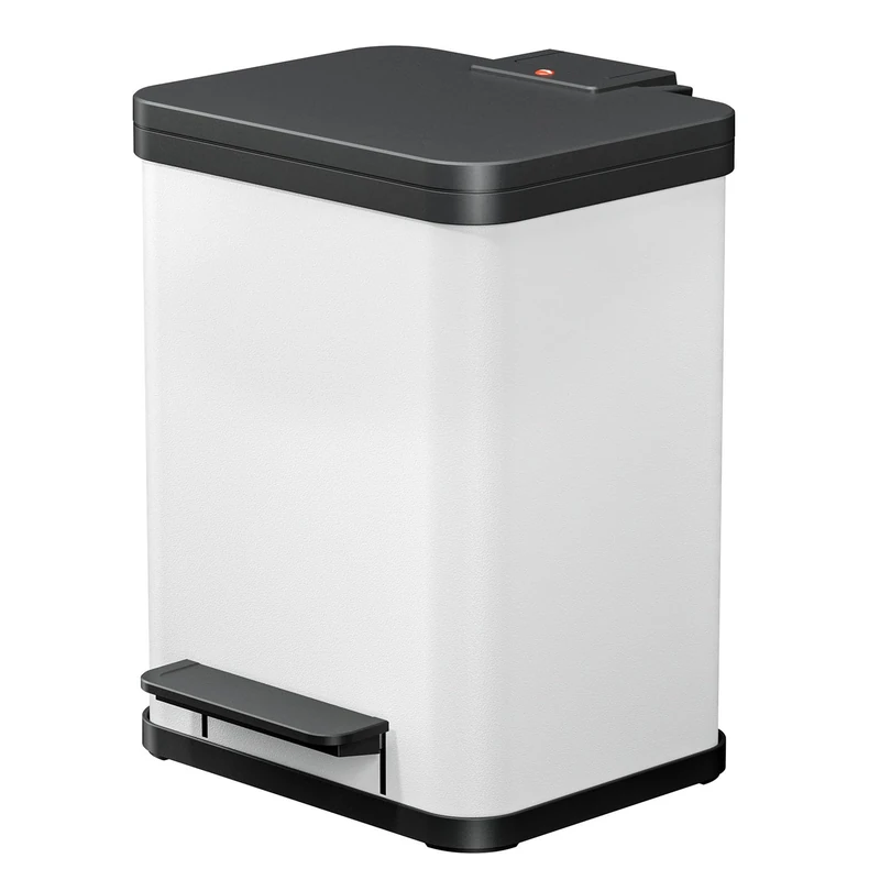 Hailo 0622-230 "Oeko duo Plus M Pedal Waste Separator, Sheet Steel White, 2 x 9 Litre