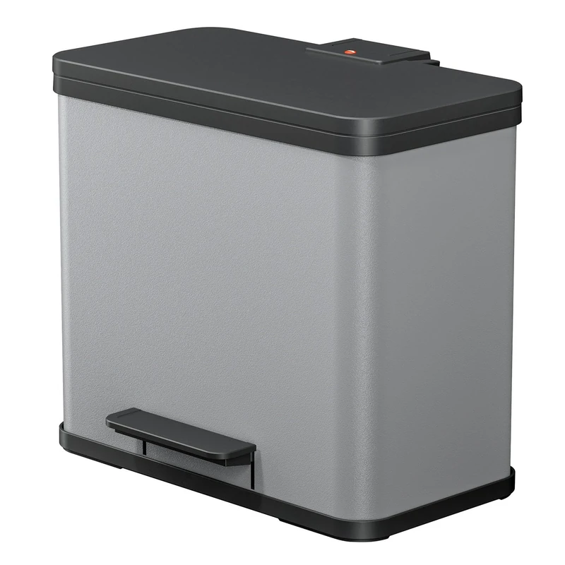 Hailo 0633-220 "Oeko trio Plus L" Pedal Waste Separator, Sheet Steel Silver, 3 x 9 Litre,Multicolour