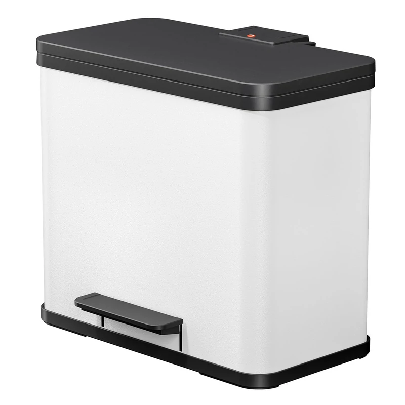Hailo 0630-230 "Oeko duo Plus L Pedal Waste Separator, Sheet Steel White, 17-9 Litre