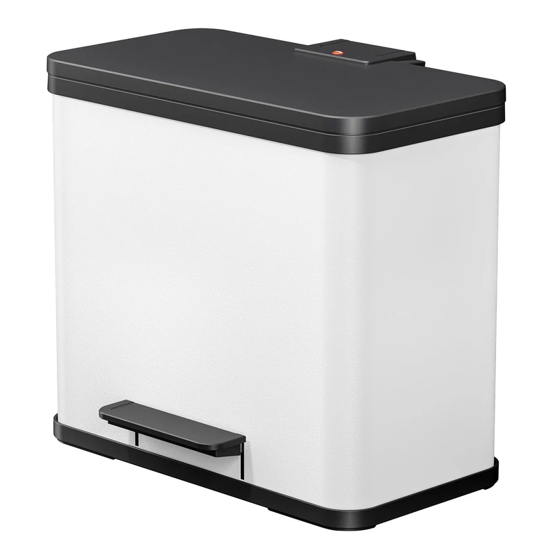 Hailo 0633-230 "Oeko trio Plus L Pedal Waste Separator, Sheet Steel White, 3 x 9 Litre - Image 1