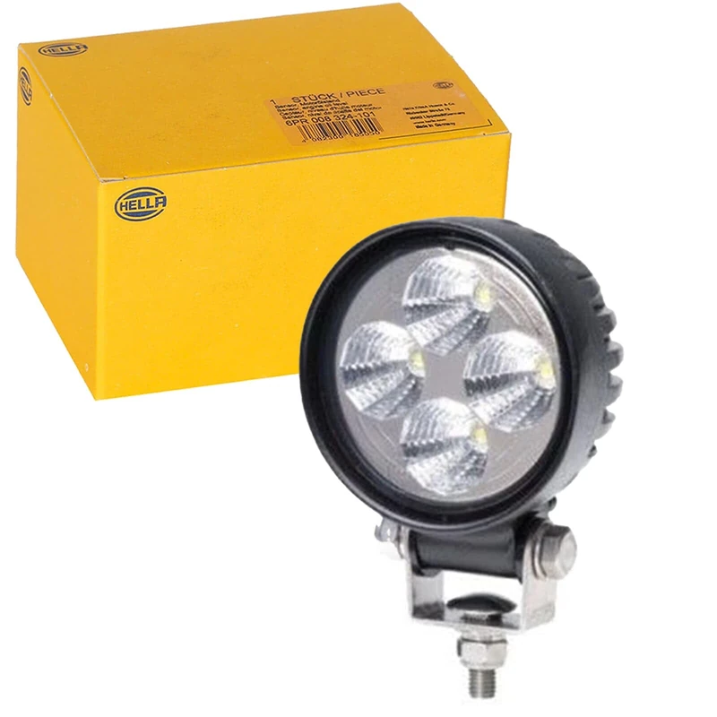 HELLA VALUEFIT 1G0 357 000-011 LED-Worklight - R600 - 12/24V - round - 500lm - Bolted/mounting - Swivelling Mounting Bracket - Short distance lighting - Cable: 2000mm - Plug: open cable ends