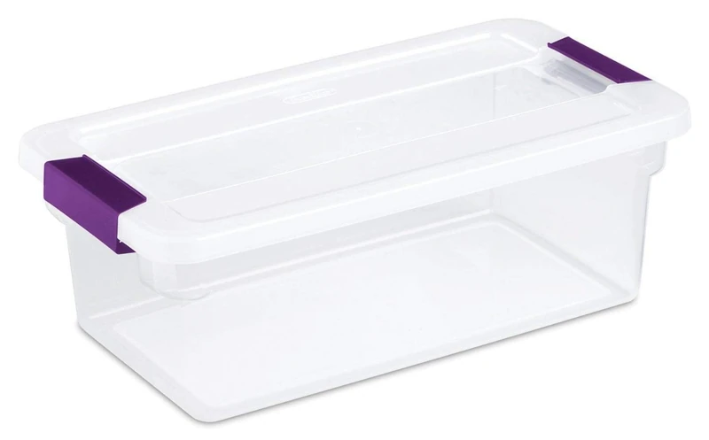 Sterilite 17511712 6 Quart/5.7 Liter ClearView Latch Box, Clear with Sweet Plum Latches, 12-Pack