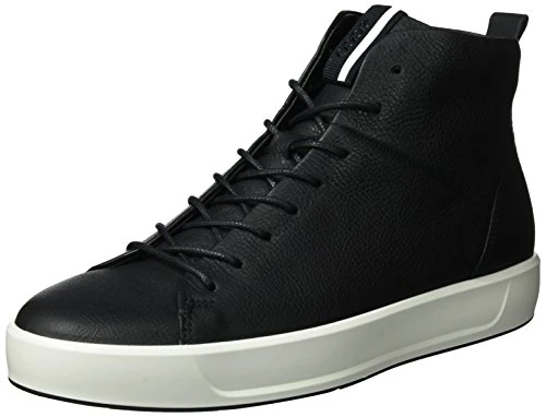 ECCO Soft 8 High Top Fashion Sneaker, Men’s Low-Top Sneakers, Black (Black-White), 11.5 UK (46 EU)