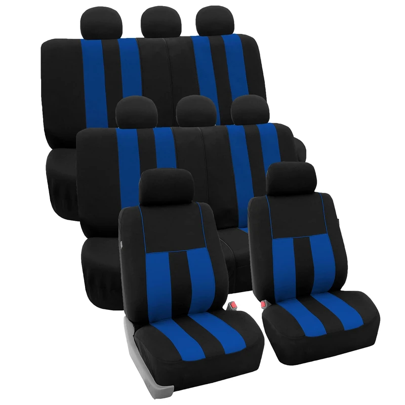 FH GROUP FH-FB036217 Striking Striped Seat Covers Blue/Black Color - Fit Most Car, Truck, Suv, or Van