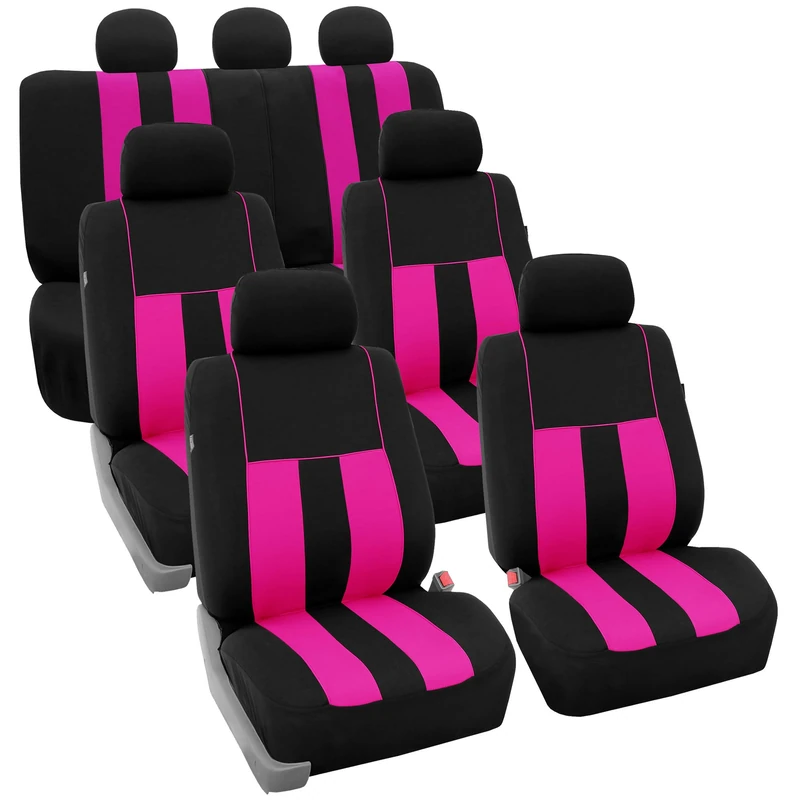 FH GROUP FH-FB036217 Striking Striped Seat Covers Pink/Black Color - Fit Most Car, Truck, Suv, or Van