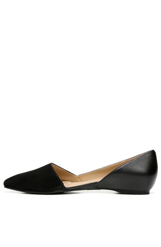Naturalizer Women's Samantha Pointed Toe Flat, Black Leather and Suede, 5.5 UK