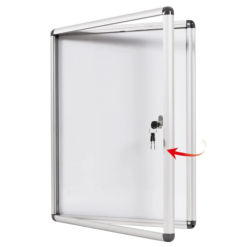 Swansea Enclosed Bulletin Board Lockable White Board Noticeboard with Door Wall Display Case for School Office 67x50cm(4xA4)