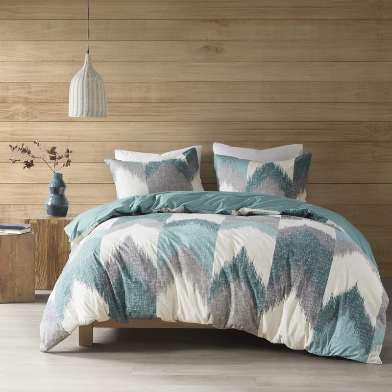 INK+IVY Alpine Aqua Duvet Cover Set Double Double