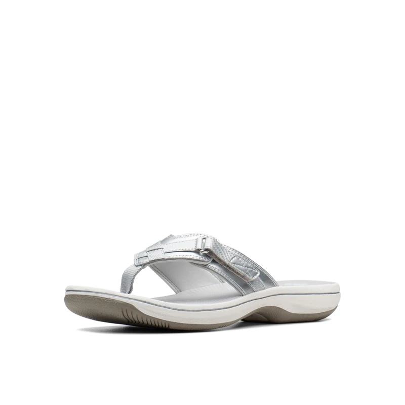 Clarks Women's Breeze Sea Flip Flop, New Silver Synthetic, 2.5 UK