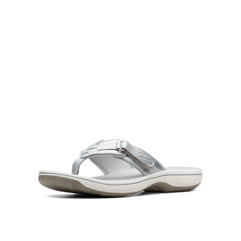 Clarks Women's Breeze Sea Flip Flop, New Silver Synthetic, 4.5 UK