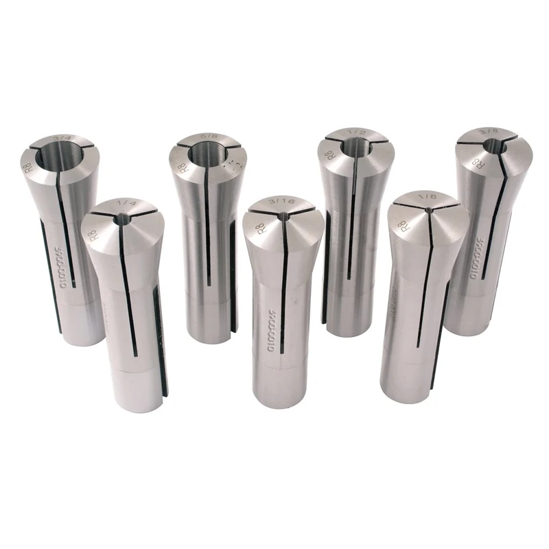 HHIP 3900-0010 7 Piece R8 Collet Set, 1/8-3/4" x 8ths Plus 3/16"