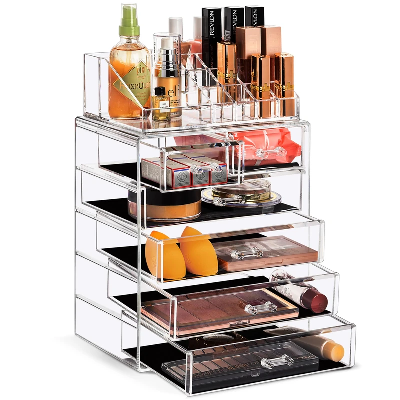 Sorbus® Acrylic Cosmetics Makeup and Jewellery Storage Case Display Set (Set Style 2)