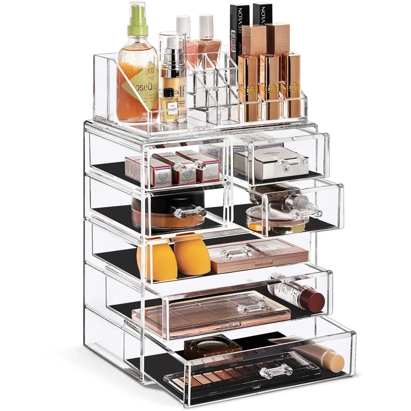 Sorbus Acrylic Cosmetics Makeup and Jewelry Storage Case Display Set (Set Style 1)
