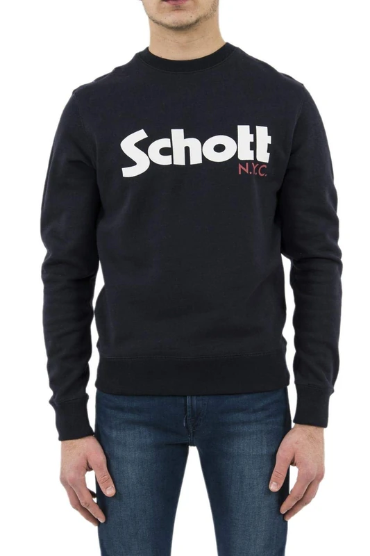 Schott NYC Men's Swcrew Sweatshirt Not Applicable, Blue (Navy Navy), Large