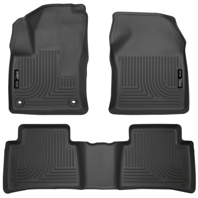 Husky Liners Weatherbeater Floor Mats | Fits 2016-2022 Toyota Prius, 2017-2021 Toyota Prius Prime | Front & 2nd Row, 3-pc Black - 98991