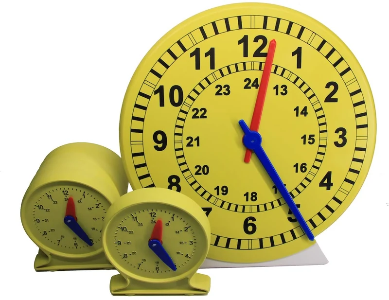 WISSNER active learning Teaching Clock Kit, 24 student clocks and a Teaching clock,made out of RE-Plastic in a cardboard box
